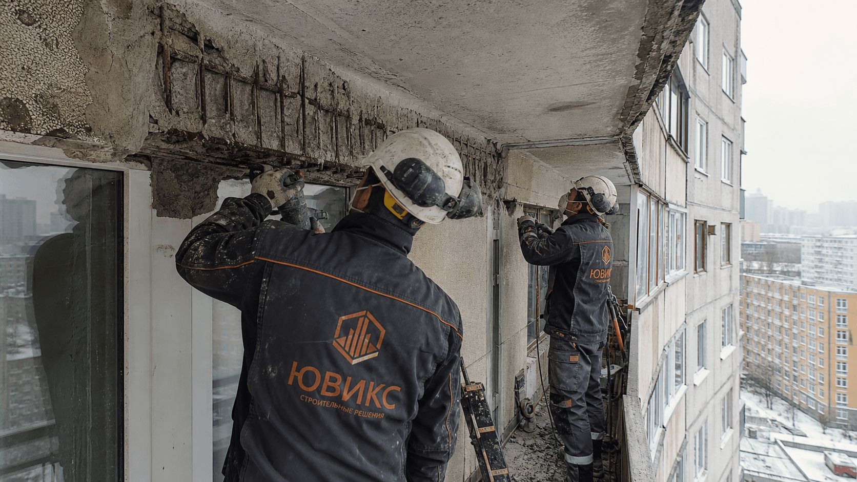 Восстановление несущей способности балконов и эркеров панельных домов с разрушенной арматурой